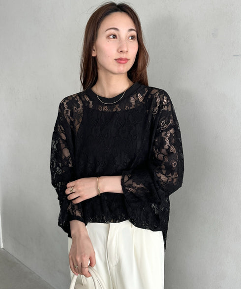 総レースビッグシルエットトップス | MD2253013 | ブラック