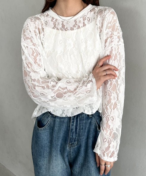 総レースビッグシルエットトップス | MD2253013 | ホワイト