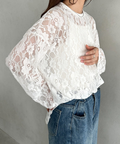 総レースビッグシルエットトップス | MD2253013 | ホワイト