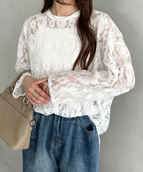 総レースビッグシルエットトップス | MD2253013 | ホワイト