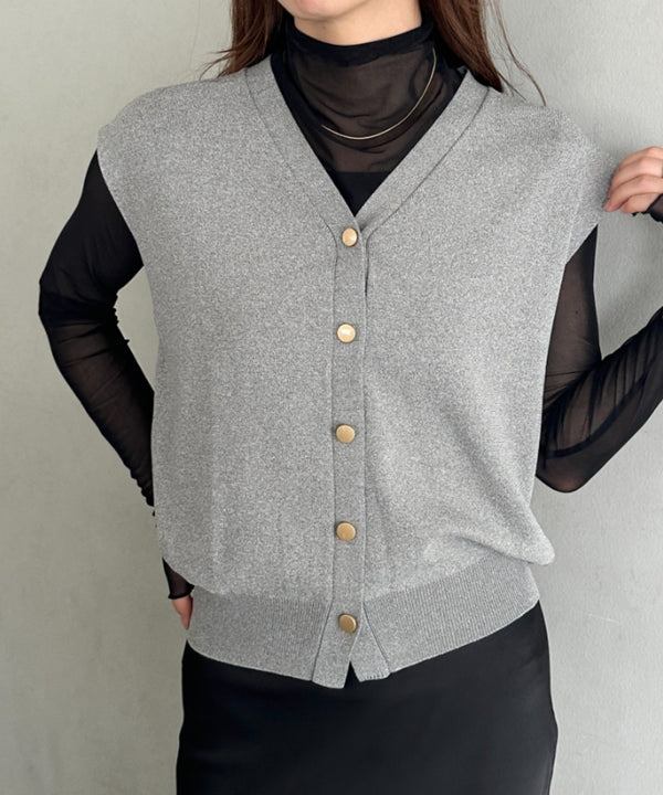 金ボタンニットベスト | MD2253006 | グレー