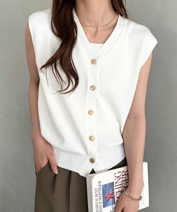 金ボタンニットベスト | MD2253006 | ホワイト