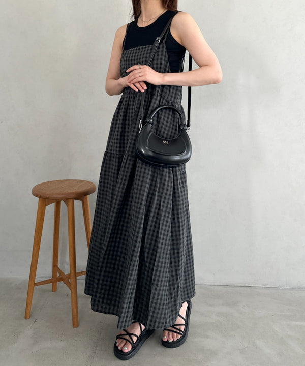 ボリュームティアードチェックキャミワンピース | MD2253007 | グレー