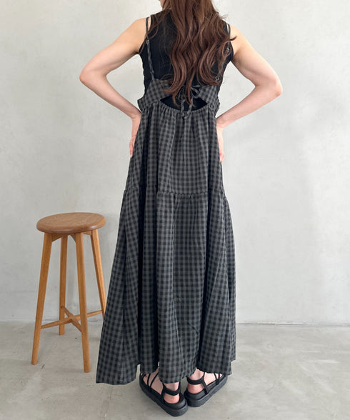 ボリュームティアードチェックキャミワンピース | MD2253007 | グレー