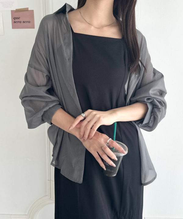 ビッグシルエット ボリュームスリーブシアーシャツ | WR2253008 | グレー