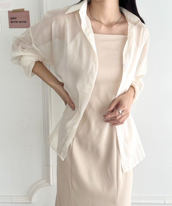 ビッグシルエット ボリュームスリーブシアーシャツ | WR2253008 | アイボリー