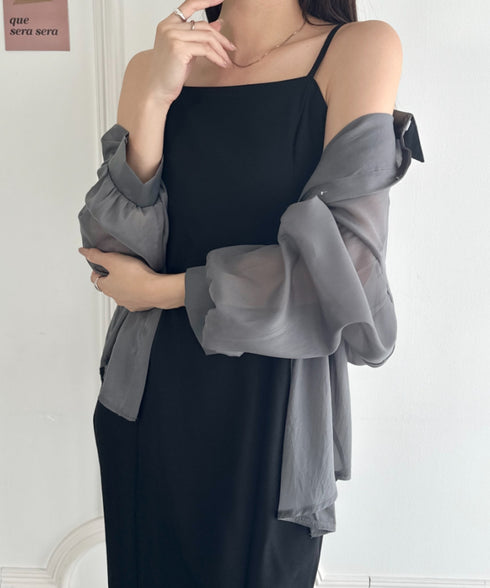 ビッグシルエット ボリュームスリーブシアーシャツ | WR2253008 | グレー