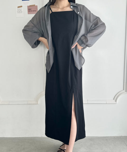 ビッグシルエット ボリュームスリーブシアーシャツ | WR2253008 | グレー