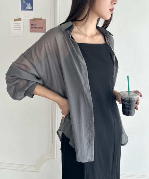 ビッグシルエット ボリュームスリーブシアーシャツ | WR2253008 | グレー