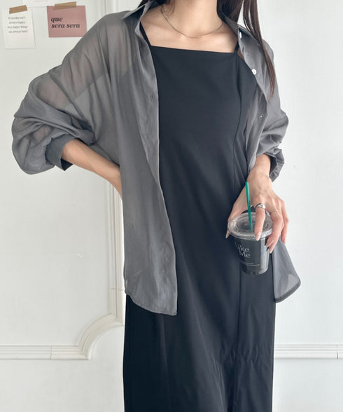 ビッグシルエット ボリュームスリーブシアーシャツ | WR2253008 | グレー