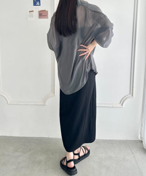 ビッグシルエット ボリュームスリーブシアーシャツ | WR2253008 | グレー