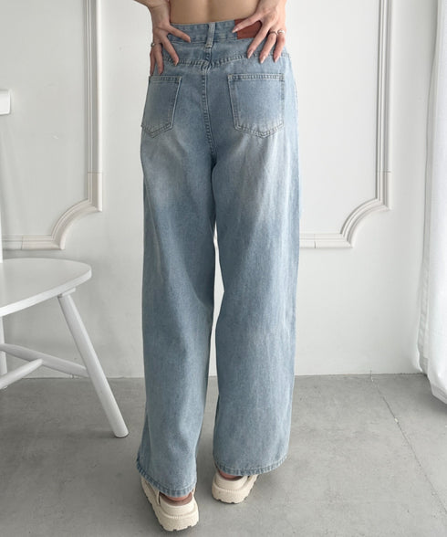 レースデザインダメージルーズデニムパンツ | WR2253010 | ライトブルー