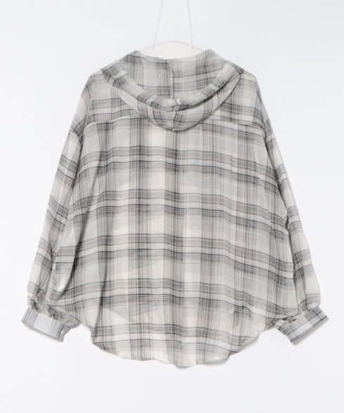 フード付きオーバーシアーチェックシャツ | WR2253001 | ホワイト
