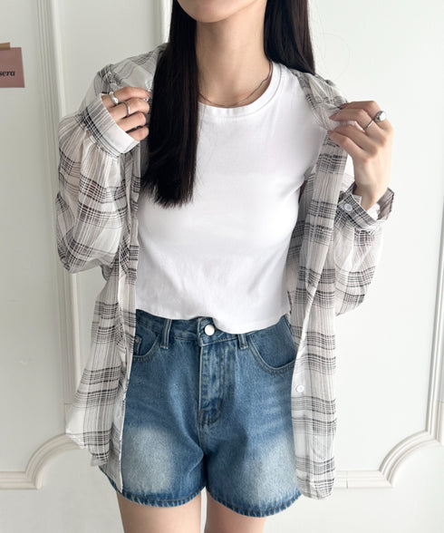 フード付きオーバーシアーチェックシャツ | WR2253001 | ホワイト