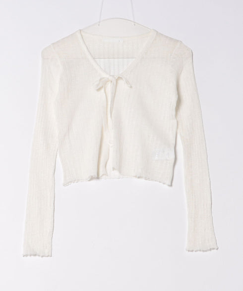 ショート丈フロントリボンカーディガン | WR2253003 | ホワイト