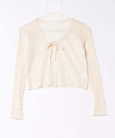 ショート丈フロントリボンカーディガン | WR2253003 | アイボリー