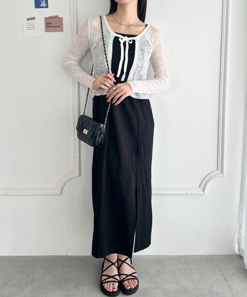 ショート丈フロントリボンカーディガン | WR2253003 | ホワイト