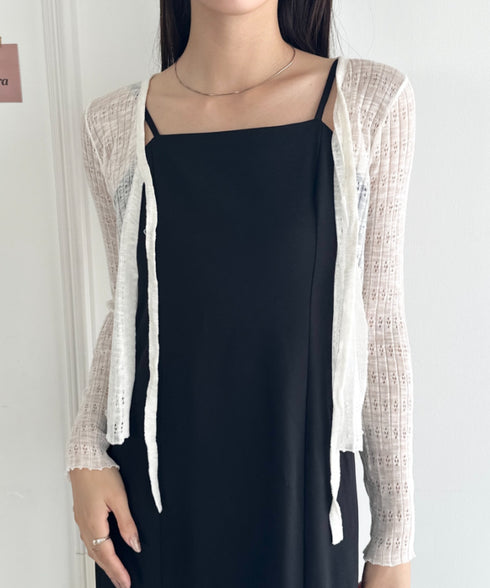 ショート丈フロントリボンカーディガン | WR2253003 | ホワイト