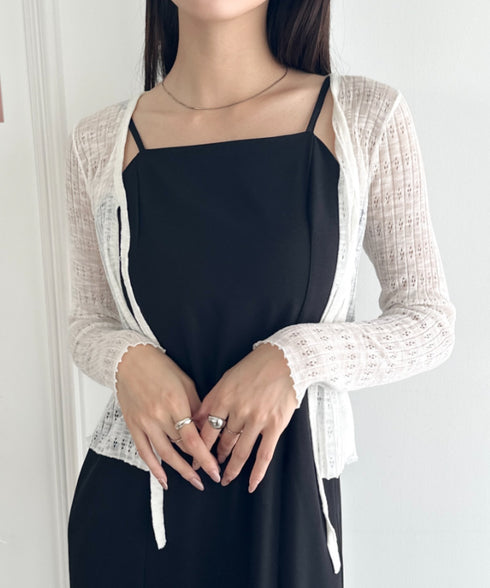 ショート丈フロントリボンカーディガン | WR2253003 | ホワイト