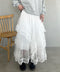 ボリュームレース花柄ロングスカート | MD2252055 | ホワイト