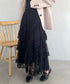 ボリュームレース花柄ロングスカート | MD2252055 | ブラック