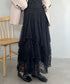 ボリュームレース花柄ロングスカート | MD2252055 | ブラック