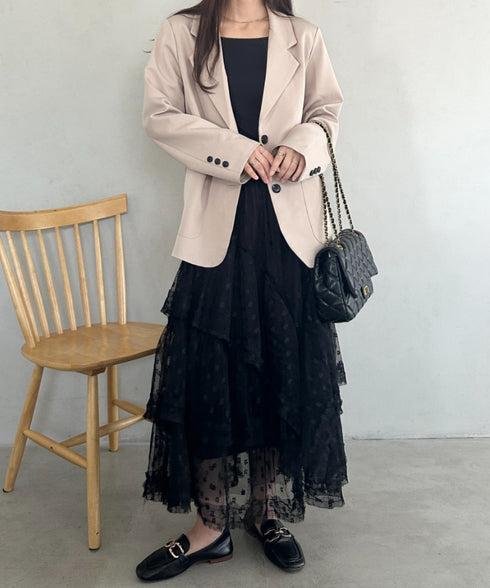 ボリュームレース花柄ロングスカート | MD2252055 | ブラック