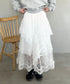 ボリュームレース花柄ロングスカート | MD2252055 | ホワイト