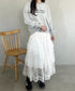 ボリュームレース花柄ロングスカート | MD2252055 | ホワイト