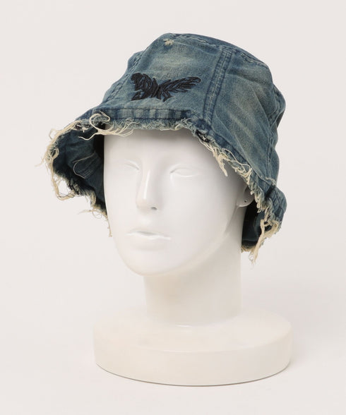 蝶刺繍ダメージデニムバケハ | WR5252030 | ブルー