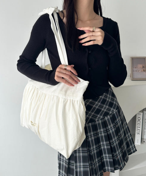 【A4収納可能】フリルリボントート | WR1252032 | ホワイト