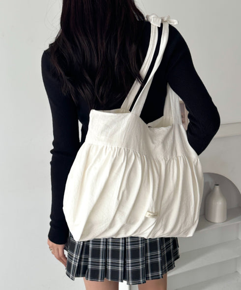 【A4収納可能】フリルリボントート | WR1252032 | ホワイト