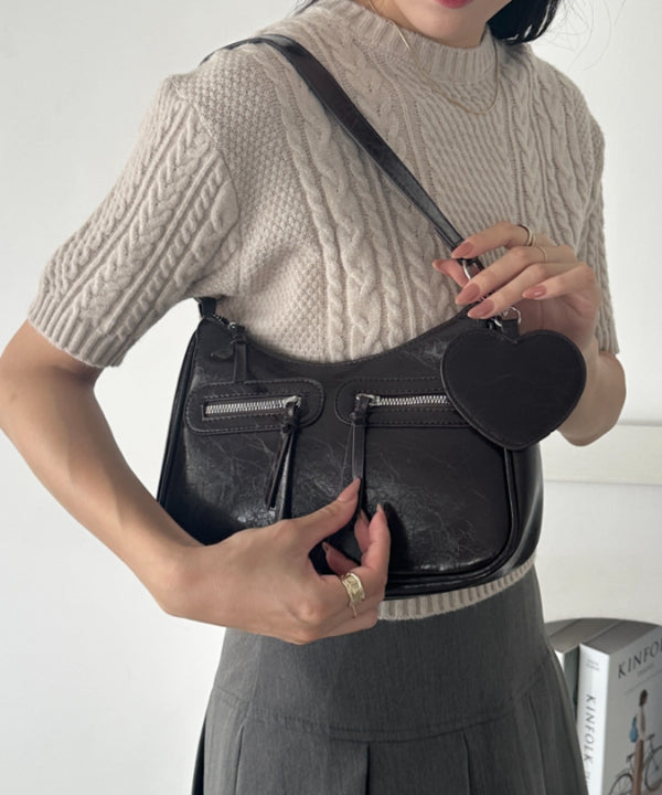 ハートチャーム付きPU 2WAYショルダーバッグ | WR1253012 | ダークブラウン