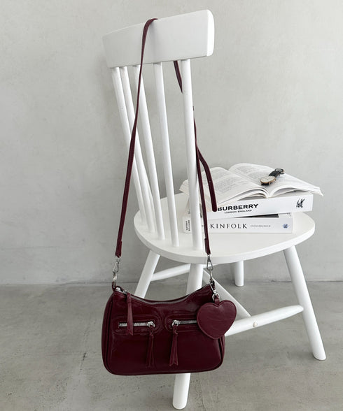 ハートチャーム付きPU 2WAYショルダーバッグ | WR1253012 | レッド