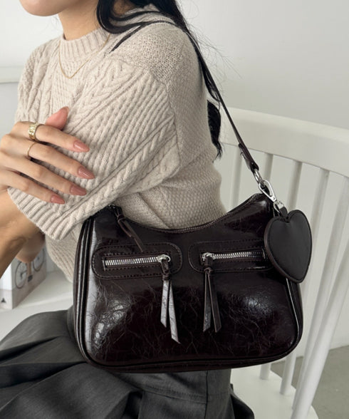 ハートチャーム付きPU 2WAYショルダーバッグ | WR1253012 | ダークブラウン