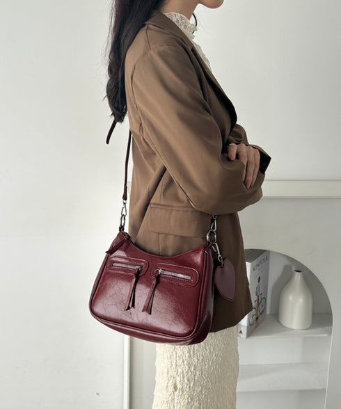 ハートチャーム付きPU 2WAYショルダーバッグ | WR1253012 | レッド