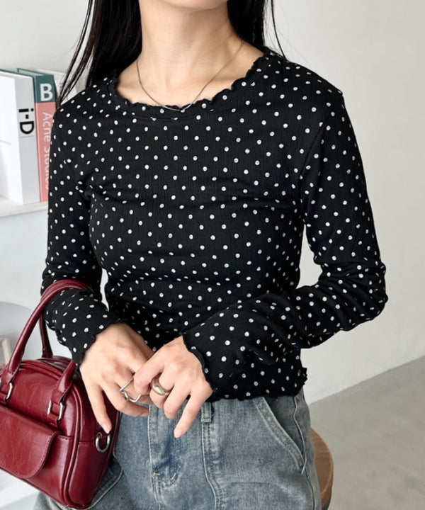 ドット柄メロウコンパクトトップス | CL2253001 | ブラック
