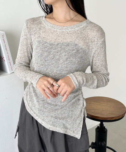 サイドシャーリングメランジシアートップス | CL2253002 | グレー