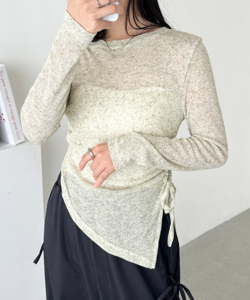 サイドシャーリングメランジシアートップス | CL2253002 | グリーン