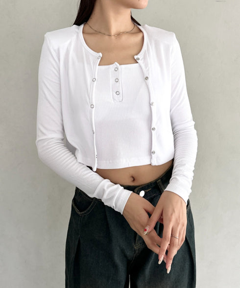 【2点セット】スナップボタンリブアンサンブル | BA2253001 | ホワイト