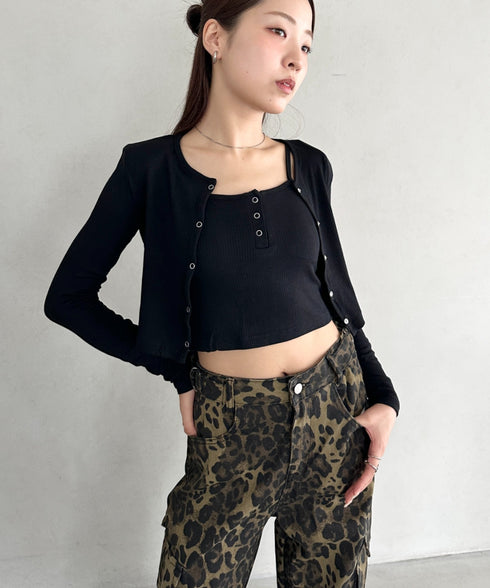 【2点セット】スナップボタンリブアンサンブル | BA2253001 | ブラック