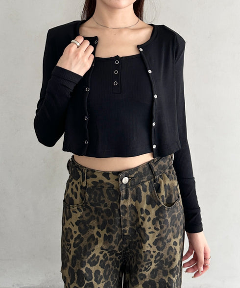 【2点セット】スナップボタンリブアンサンブル | BA2253001 | ブラック