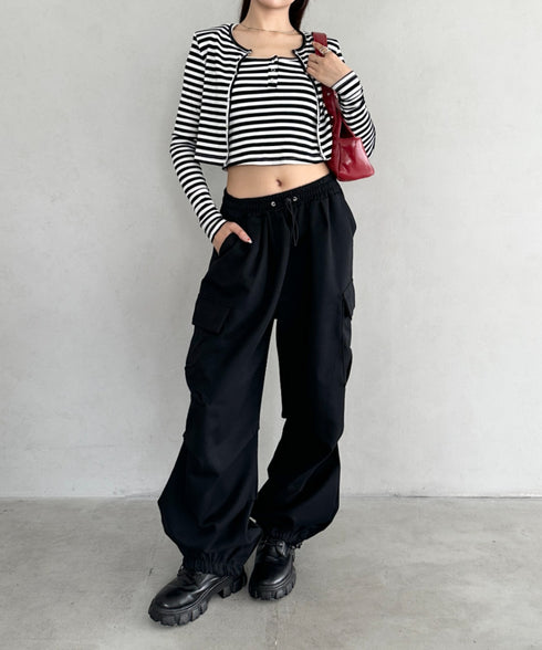 【2点セット】スナップボタンリブアンサンブル | BA2253001 | ブラック系その他