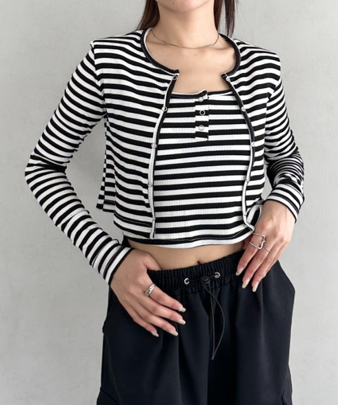 【2点セット】スナップボタンリブアンサンブル | BA2253001 | ブラック系その他