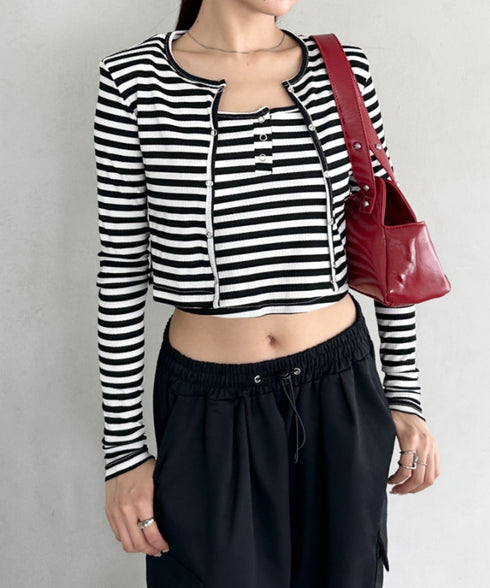 【2点セット】スナップボタンリブアンサンブル | BA2253001 | ブラック系その他