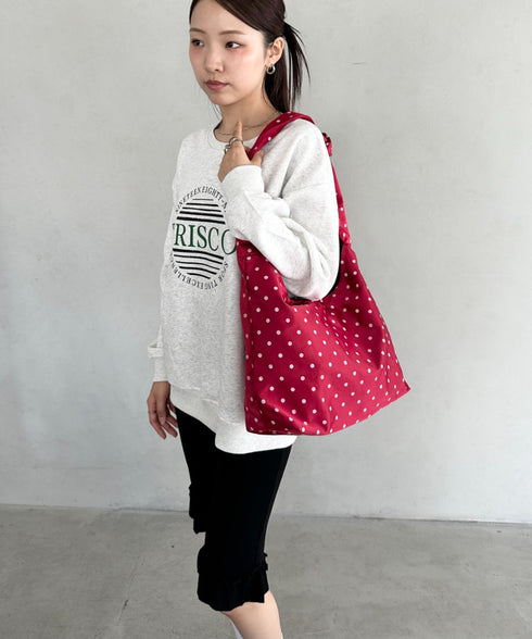 ドット柄サテンワンハンドルショルダーバッグ | BA1256006 | レッド