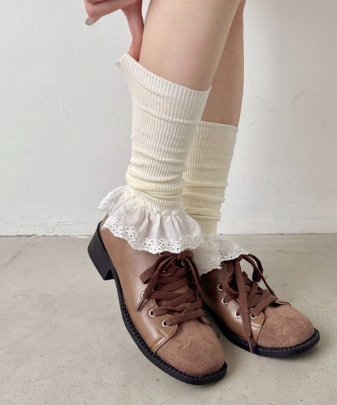 コットンレース付きリブレッグウォーマー | SL6256023 | アイボリー