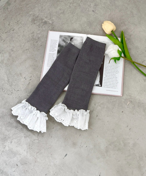 コットンレース付きリブレッグウォーマー | SL6256023 | グレー