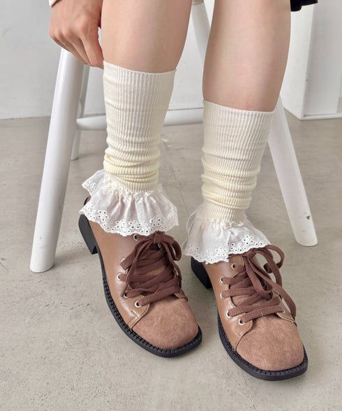 コットンレース付きリブレッグウォーマー | SL6256023 | アイボリー