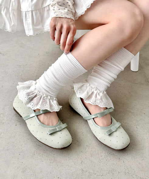 コットンレース付きリブレッグウォーマー | SL6256023 | ホワイト